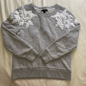 Jcrew Grey Sweatshirt with Floral Appliqué